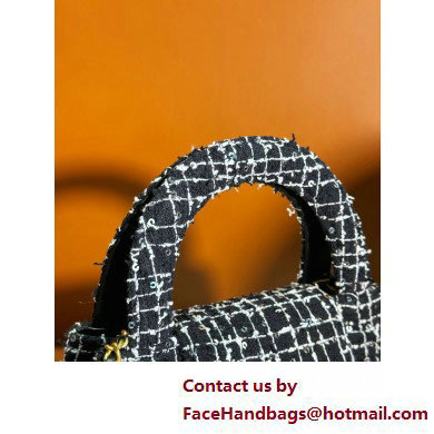 Chanel Cotton Tweed  &  Gold-Tone Metal Mini Shopping Bag AS4416 Black 2025